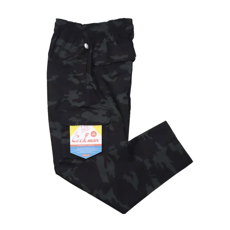 Cookman Chef Pants Cargo - Ripstop : Woodland Camo Black