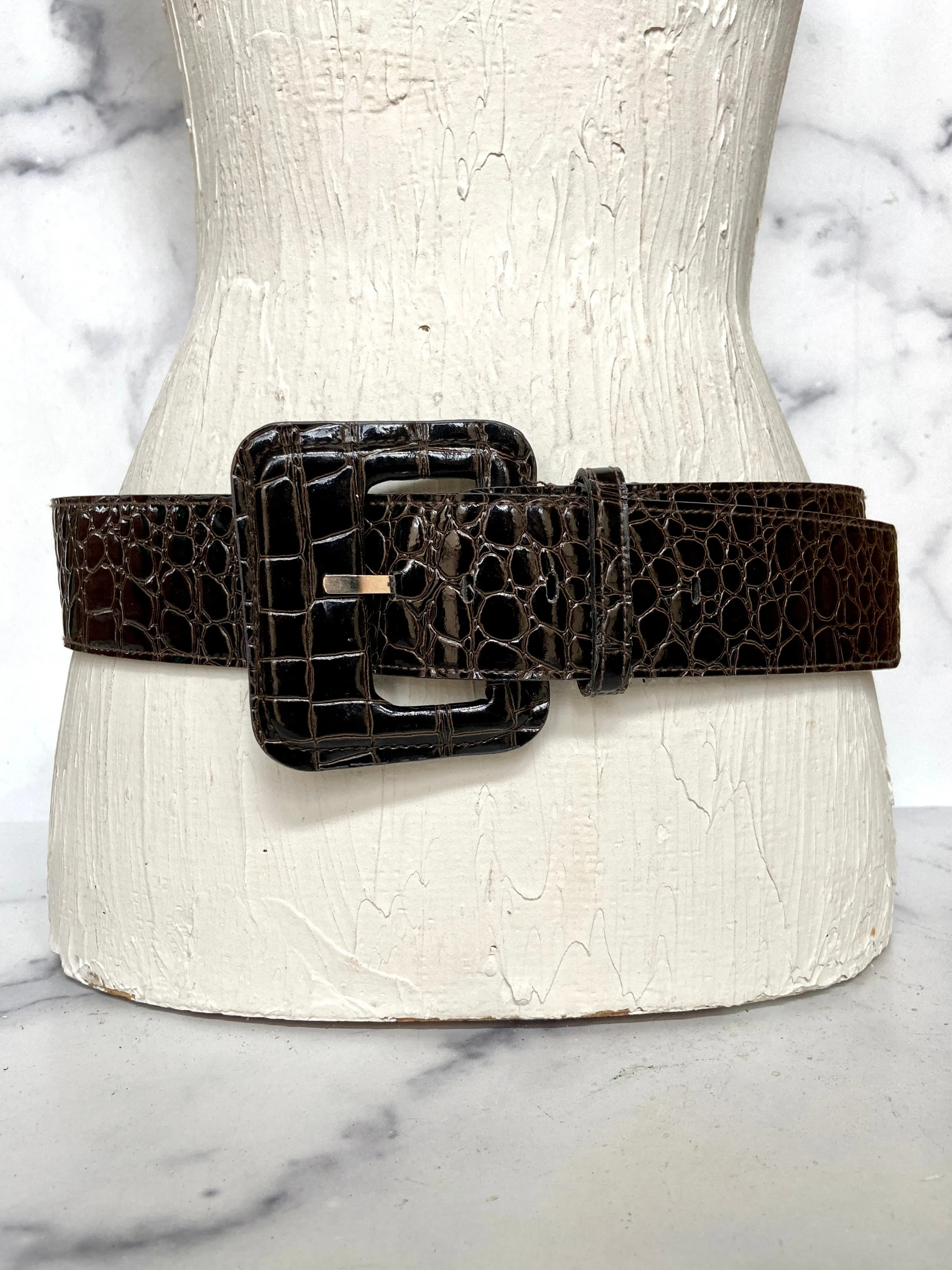 Croc leather belt