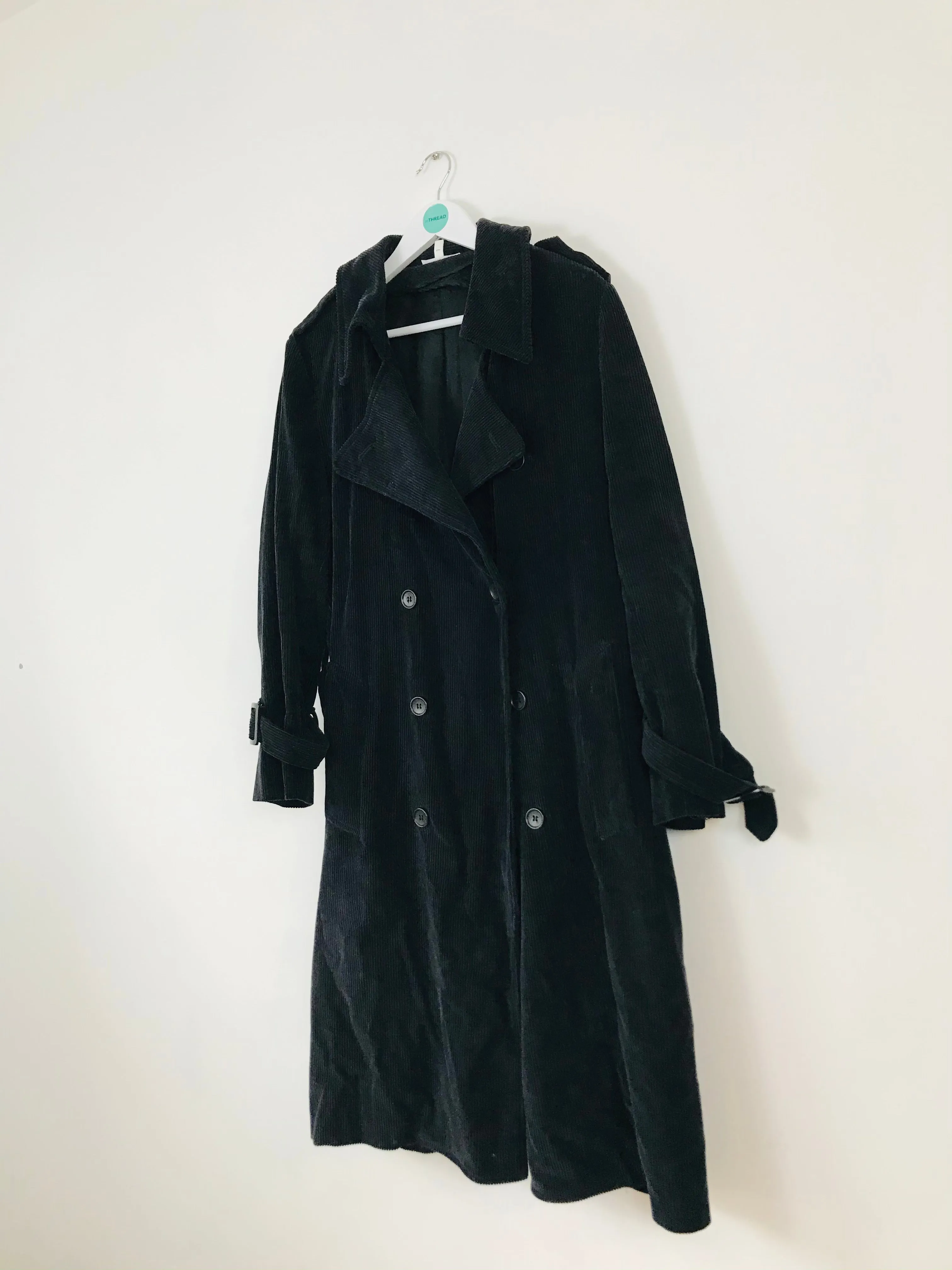 Current Elliot Charlotte Gainsbourg Womens Cord Trench Coat | 1 UK10-12 | Dark Navy