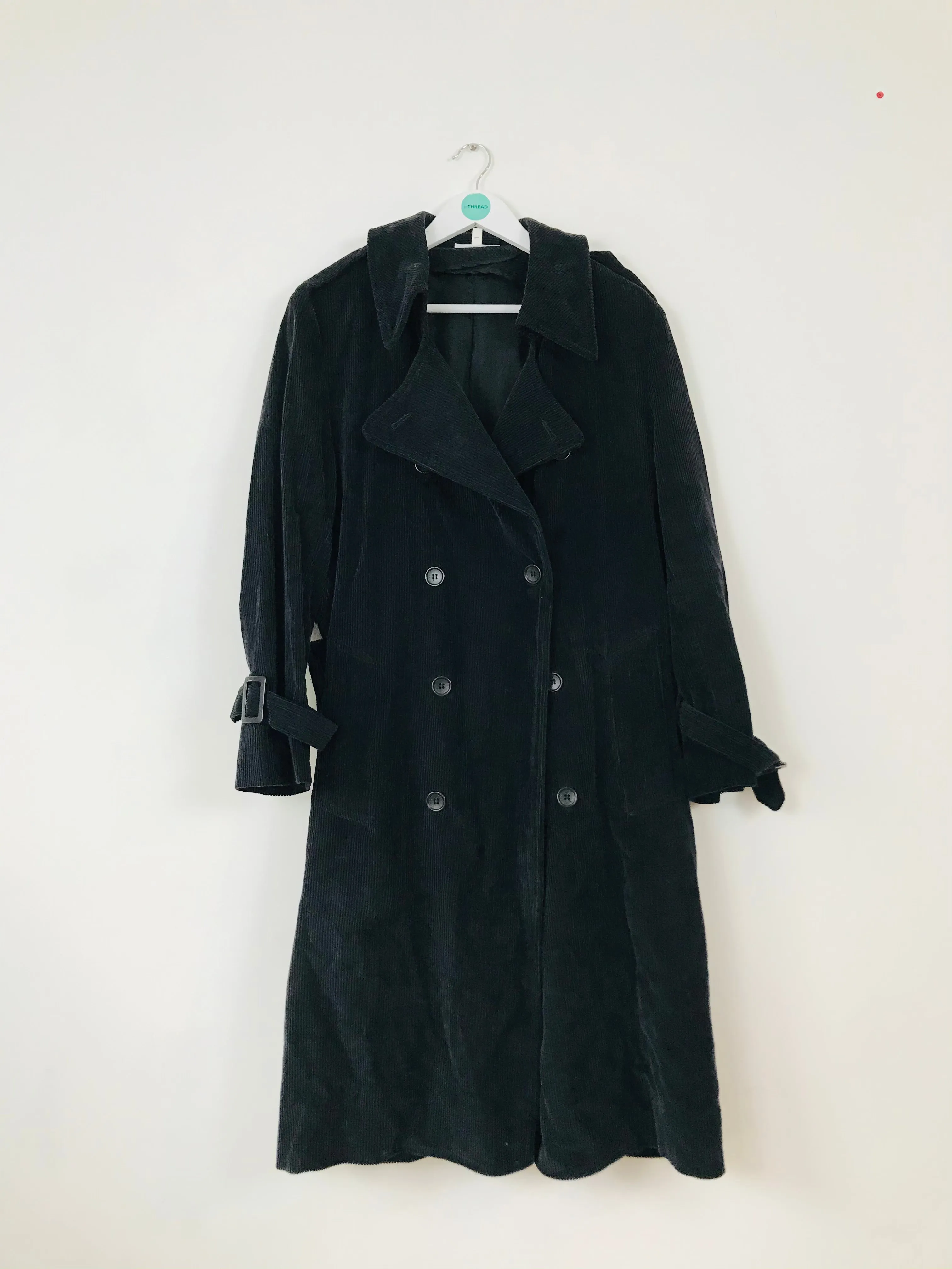 Current Elliot Charlotte Gainsbourg Womens Cord Trench Coat | 1 UK10-12 | Dark Navy