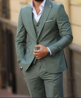 Dapper Dark Teal Slim Fit Men Green Suits 3  Pieces CS43263