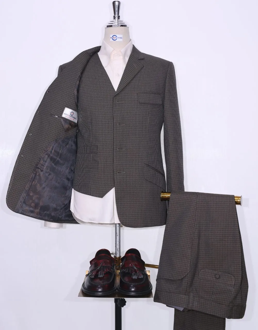 Dark Brown And Black Houndstooth Suit