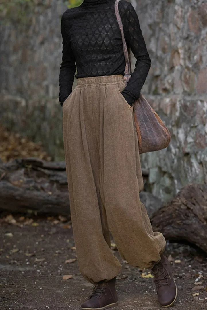 Dorothy Woman Cotton Linen Baggy Cargo Pants