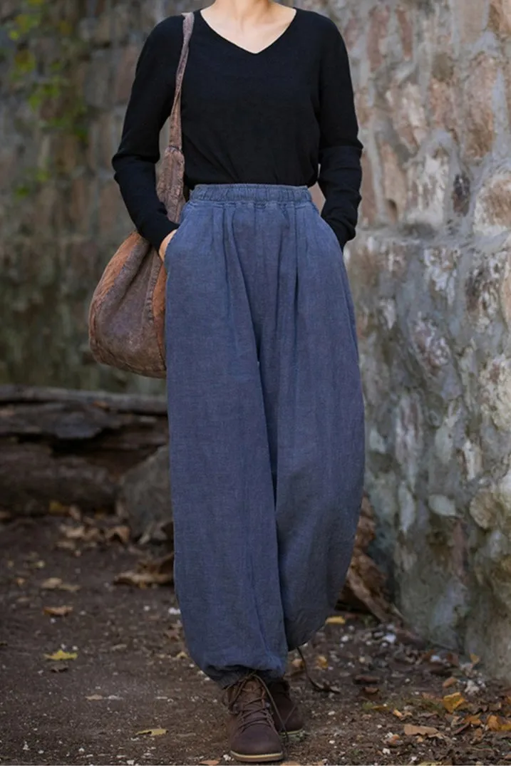 Dorothy Woman Cotton Linen Baggy Cargo Pants