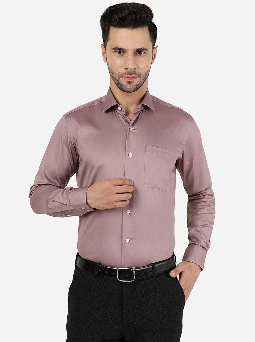 Dusty Pink Solid Slim Fit Formal Shirt | Metal