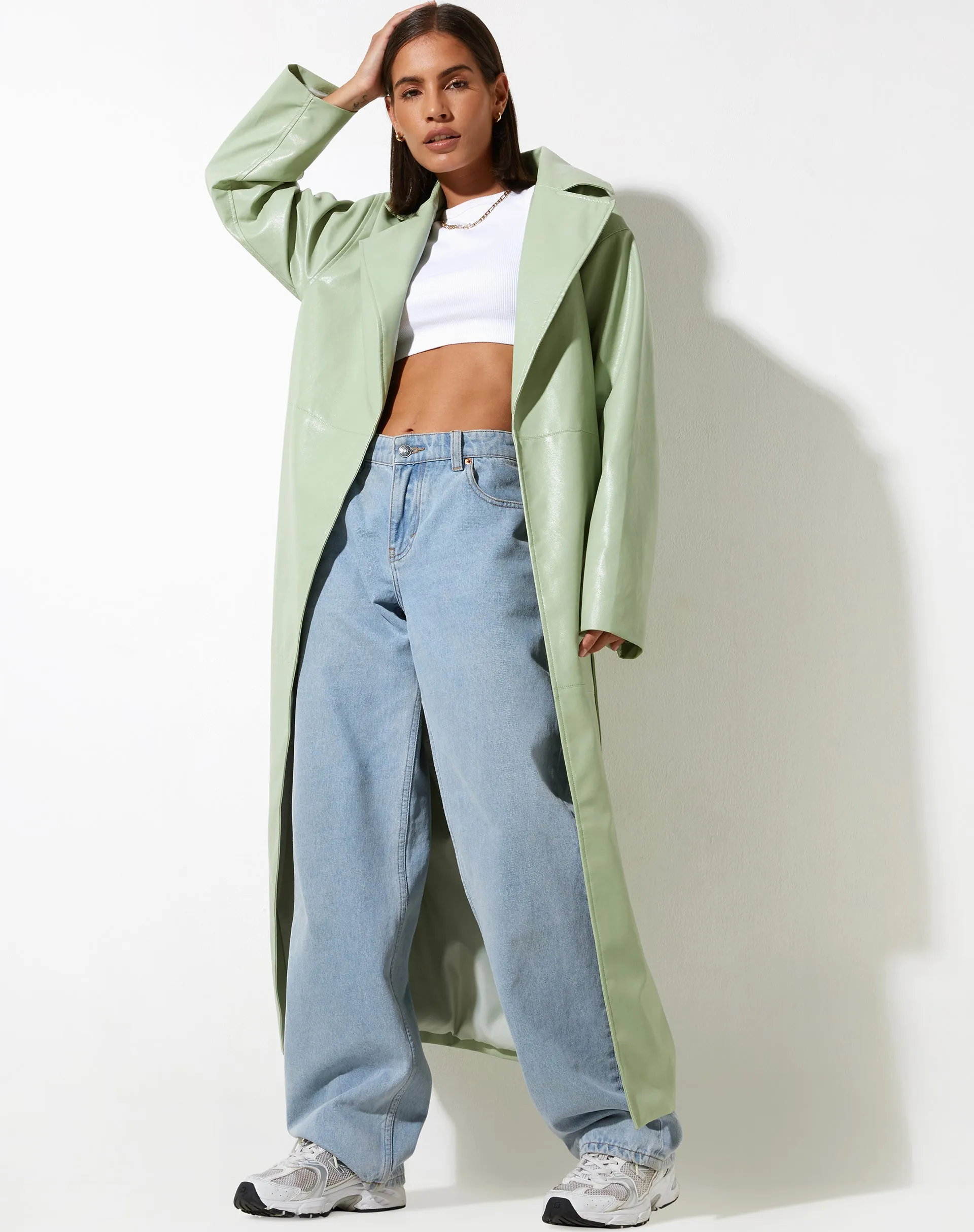 Ejo Trench Coat in PU Mint