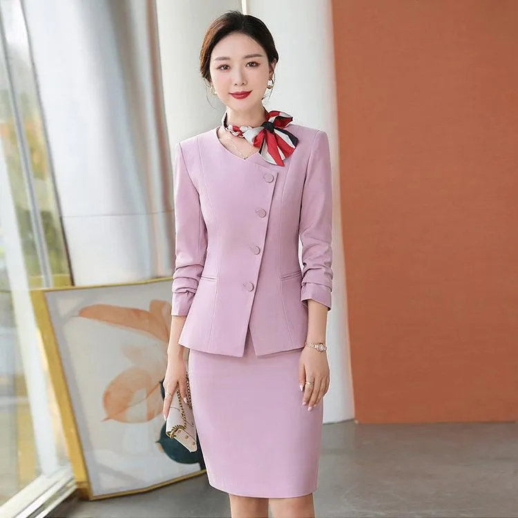 Elegant Pink and Navy Blue Pants and Skirt Suits