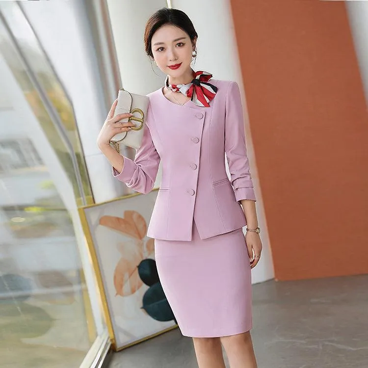 Elegant Pink and Navy Blue Pants and Skirt Suits