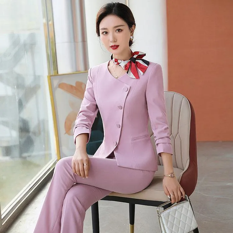 Elegant Pink and Navy Blue Pants and Skirt Suits