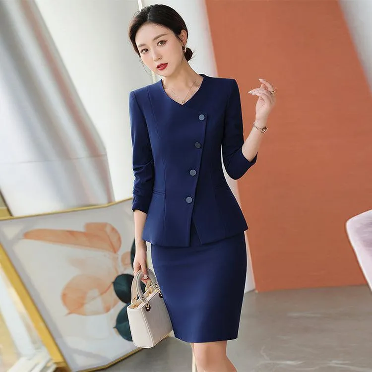 Elegant Pink and Navy Blue Pants and Skirt Suits