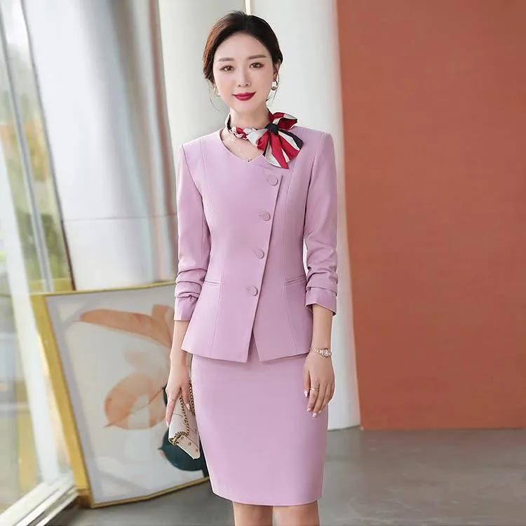 Elegant Pink and Navy Blue Pants and Skirt Suits