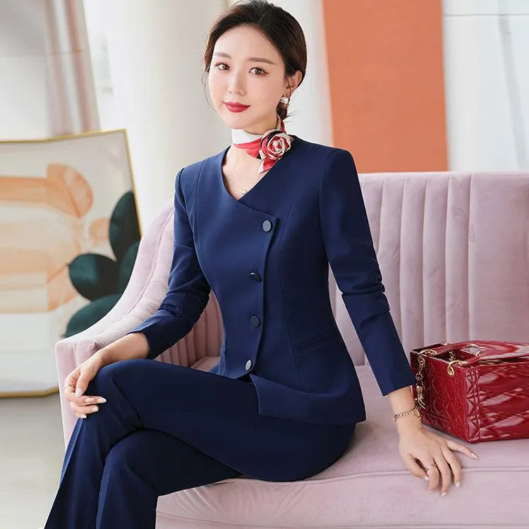 Elegant Pink and Navy Blue Pants and Skirt Suits