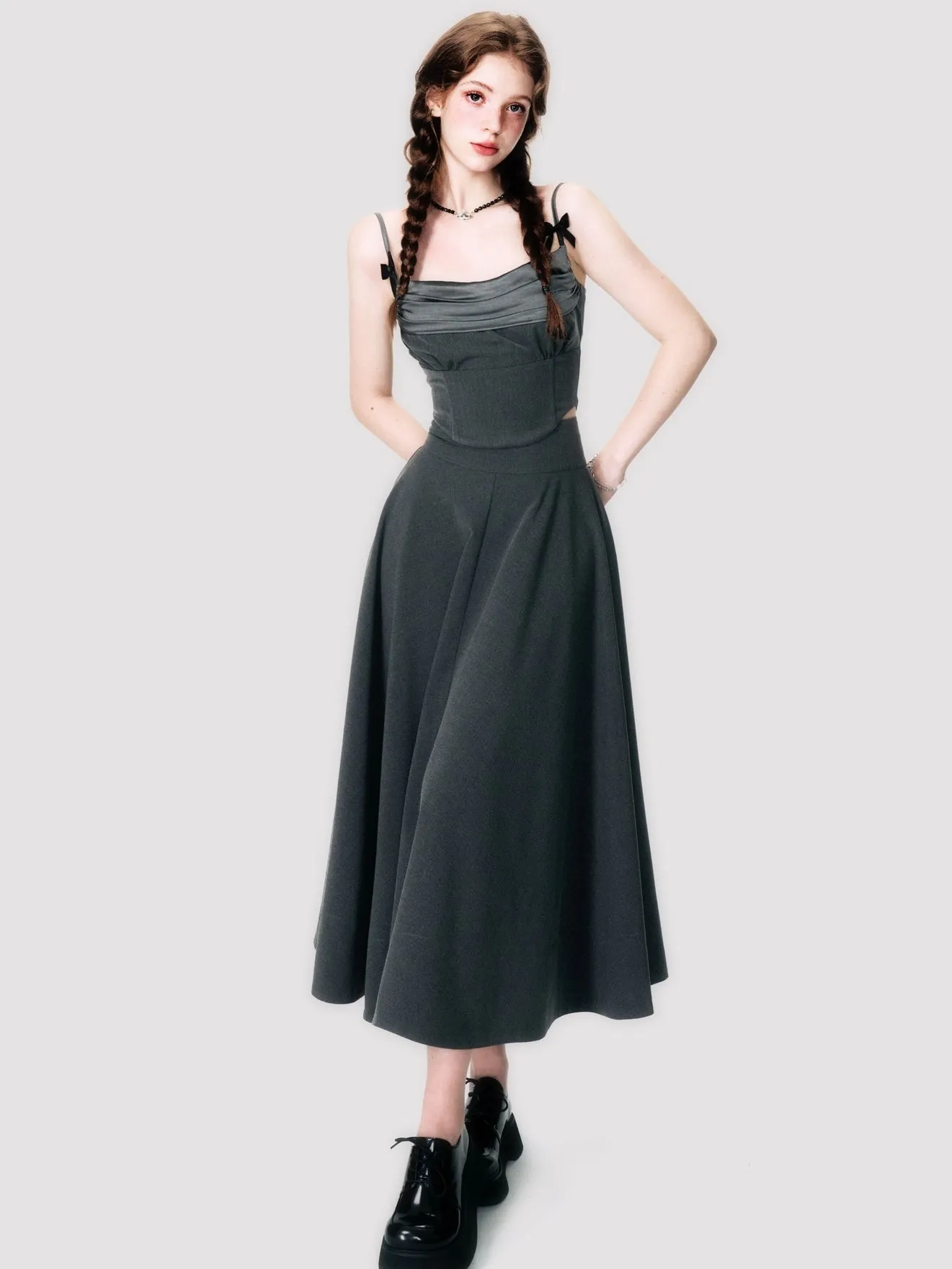 Elegant Ribbon Camisole & Long Skirt Set