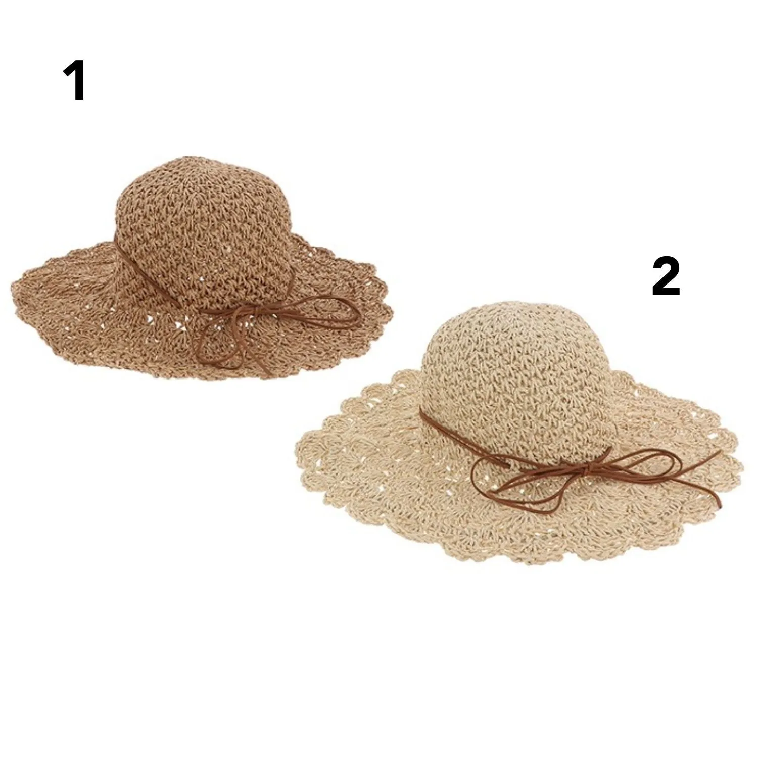 Equilibrium One Size Natural Straw Scallop Edge Hat (Choice of 2)