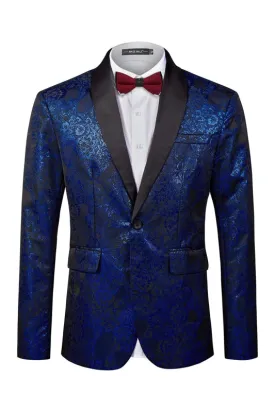 Ferdinand Tailored Royal Blue Shawl Collar Jacquard Groom's Suit