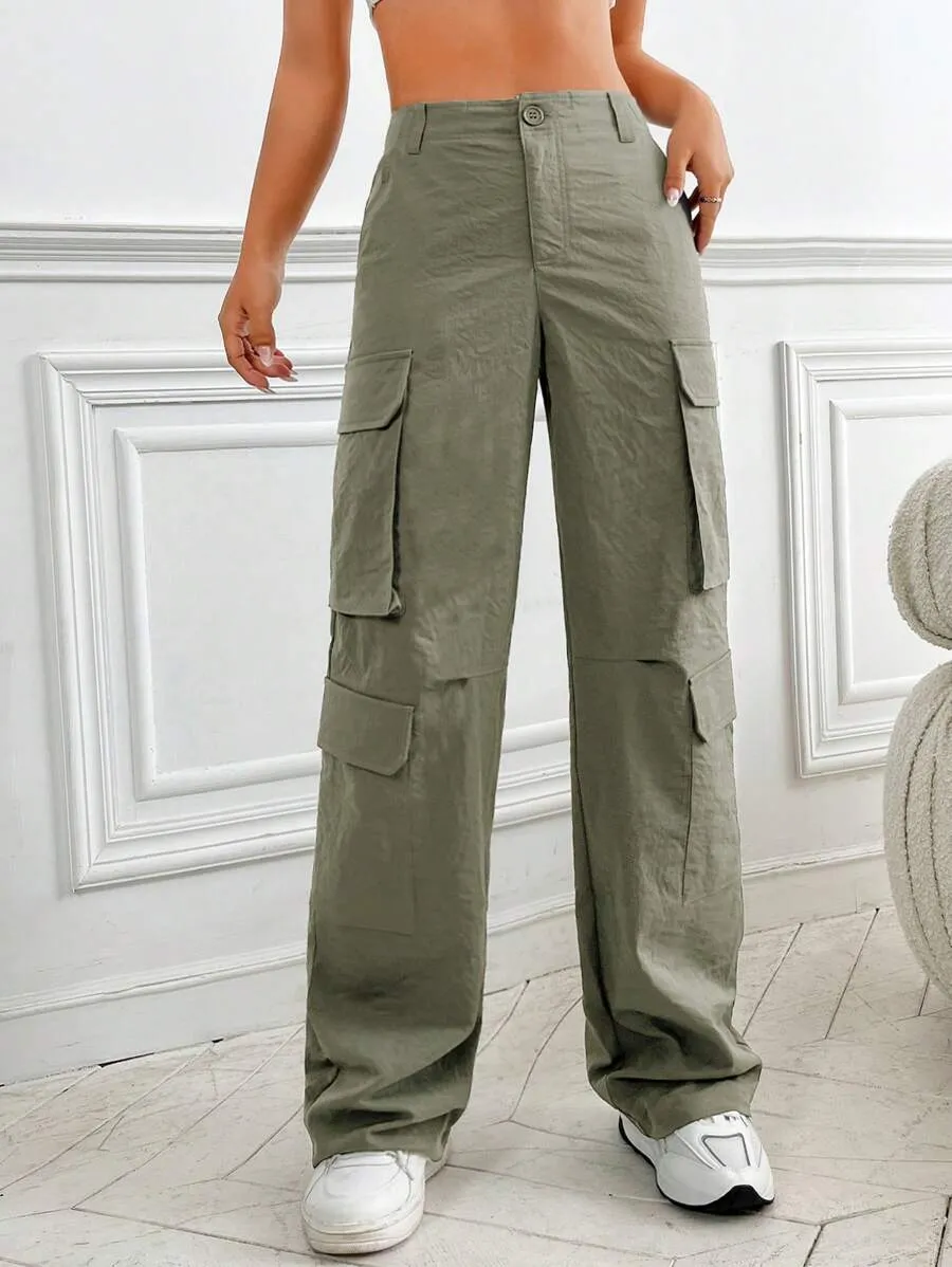 Flap Pocket Casual Cargo Pants