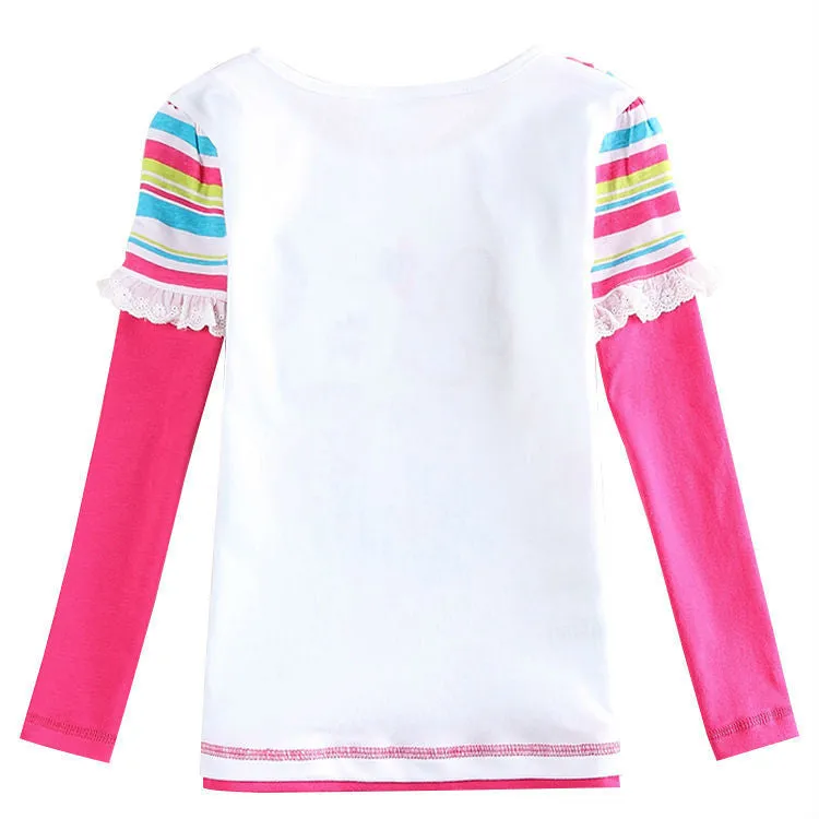 Floral Girl Shirt Nova new Girls t-shirts Spring/Autumn Long Sleeve T Shirt for Children Girl