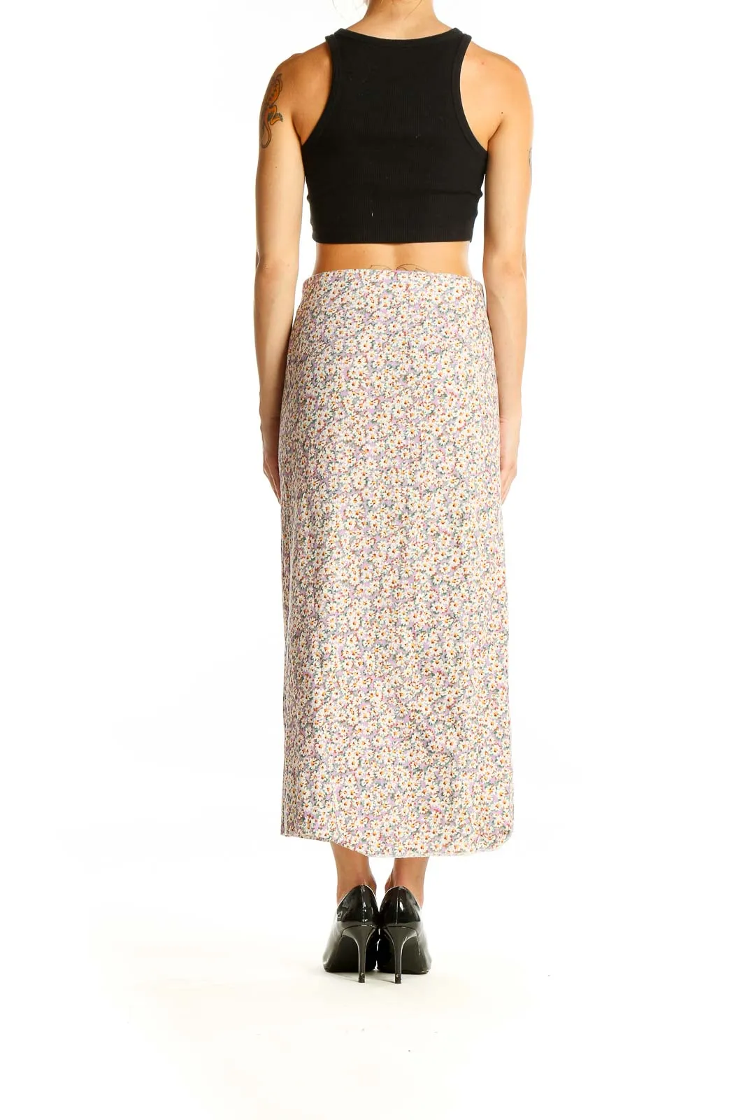 Floral Linen Blend Maxi Skirt