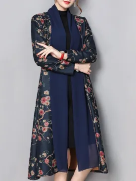 Floral Printed Mid-Long Trench Coats