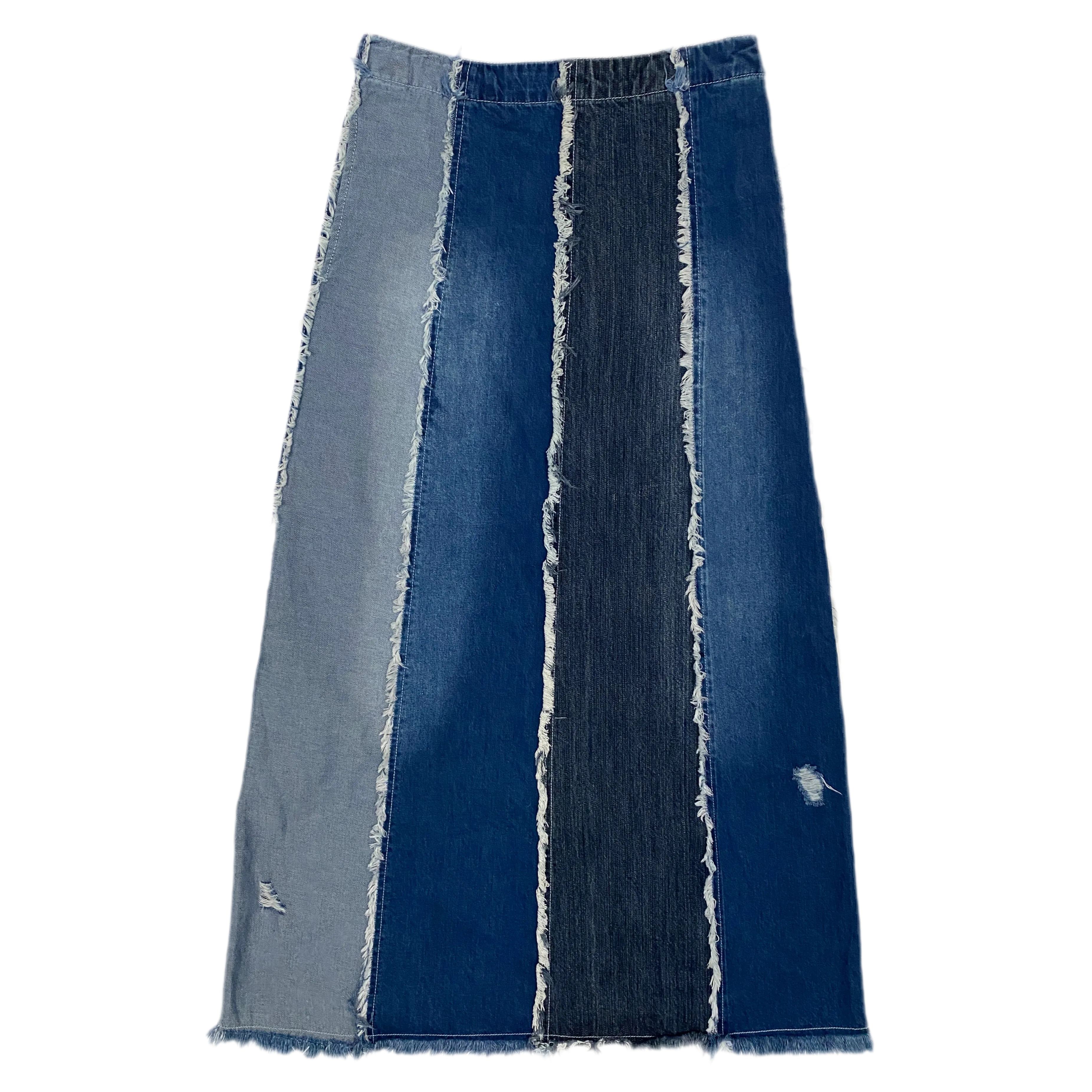 Frayed Denim Maxi Skirt (S)