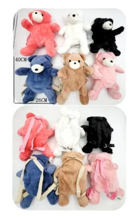 Girls Adorable Fluffy Bear Backpacks Wholesale