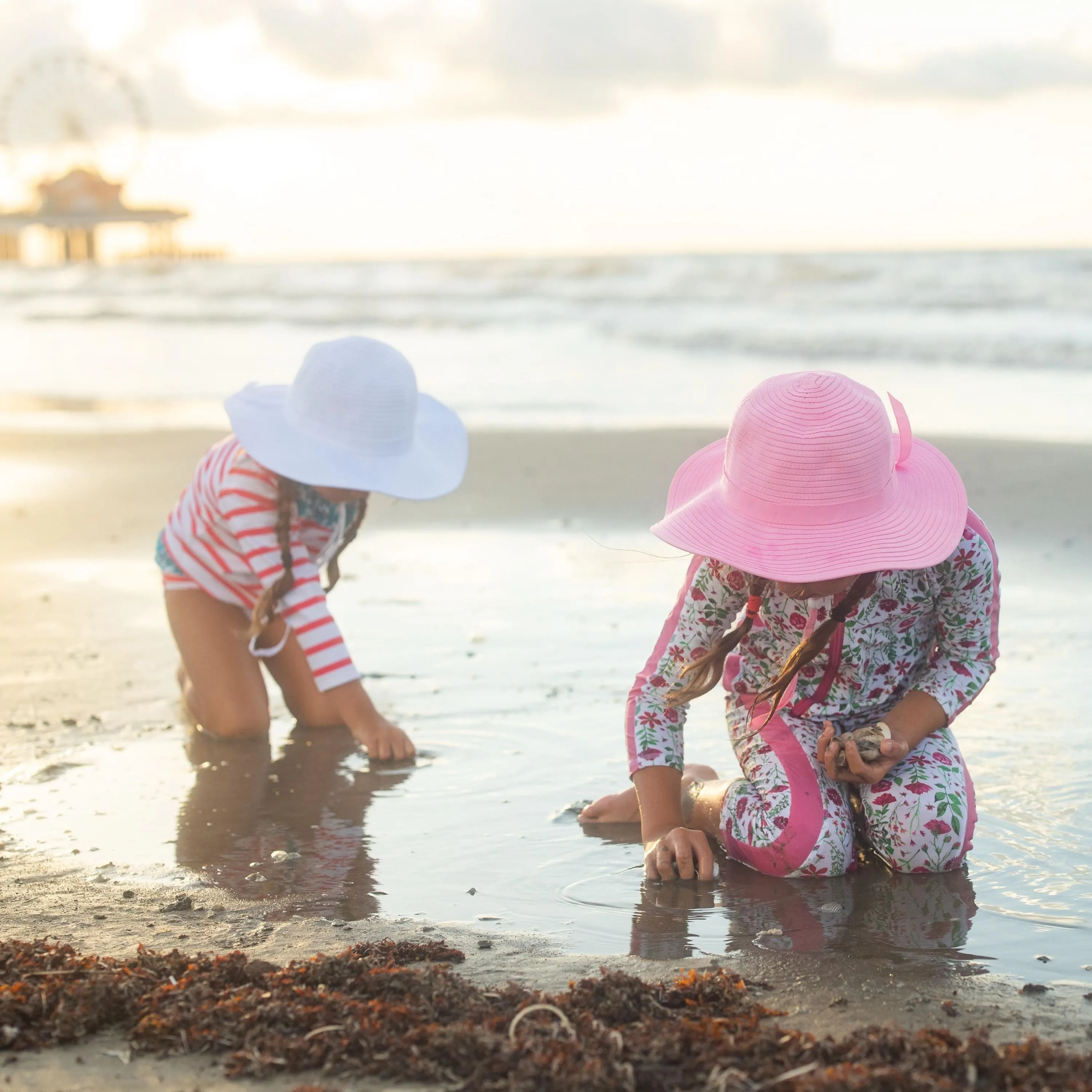 Girls Wide Brim Sun Hat - White