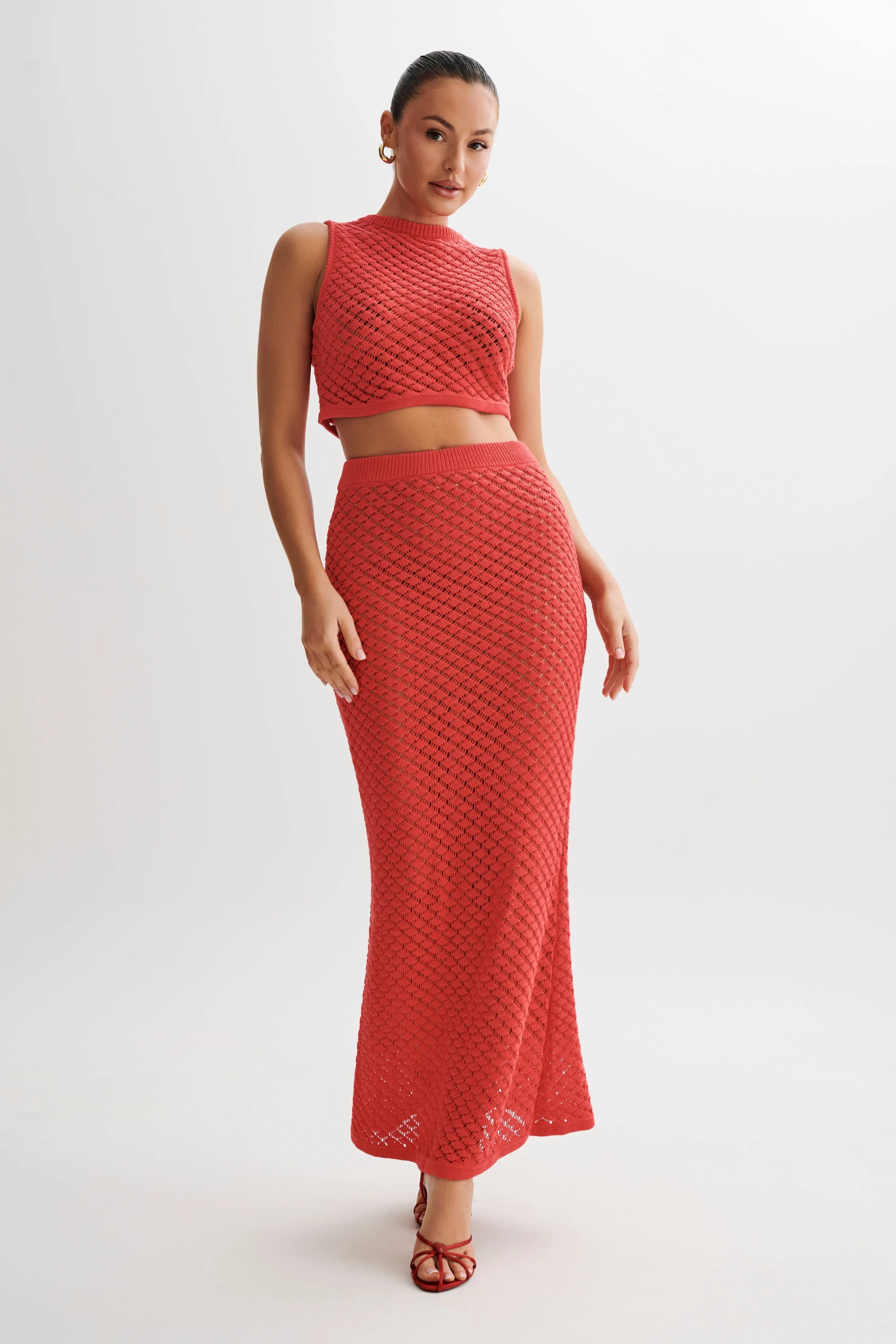 Guiliana Knit Maxi Skirt - Pomegranate