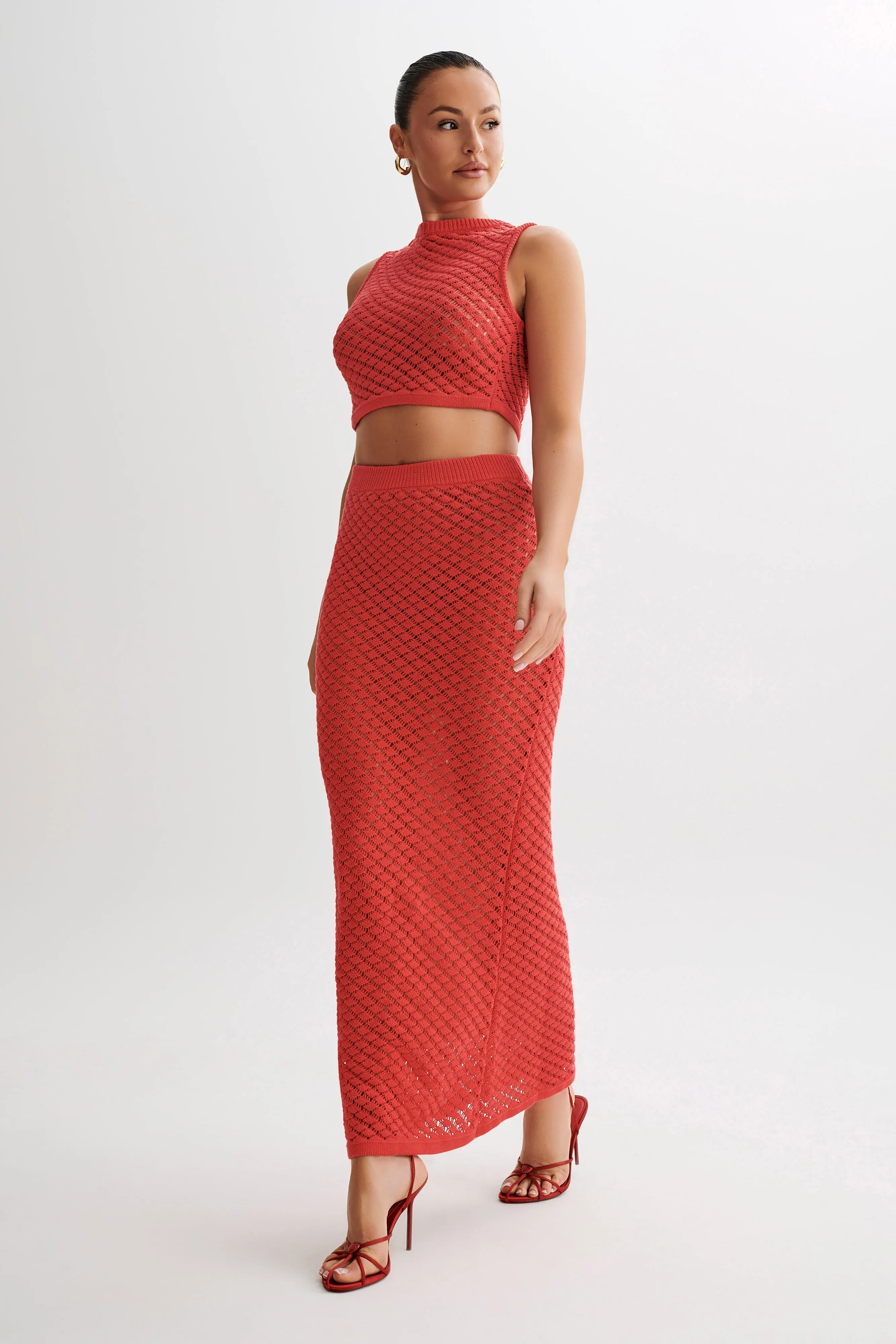 Guiliana Knit Maxi Skirt - Pomegranate