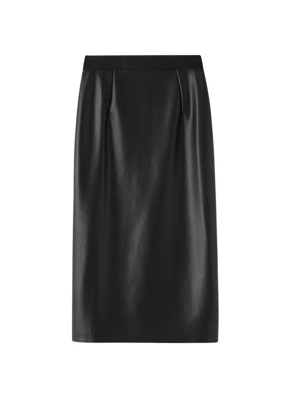 High Waist Split Pu Hip Skirt