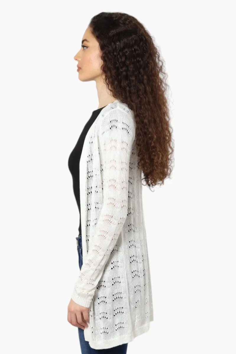 Impress Long Sleeve Crochet Shrug Cardigan - White