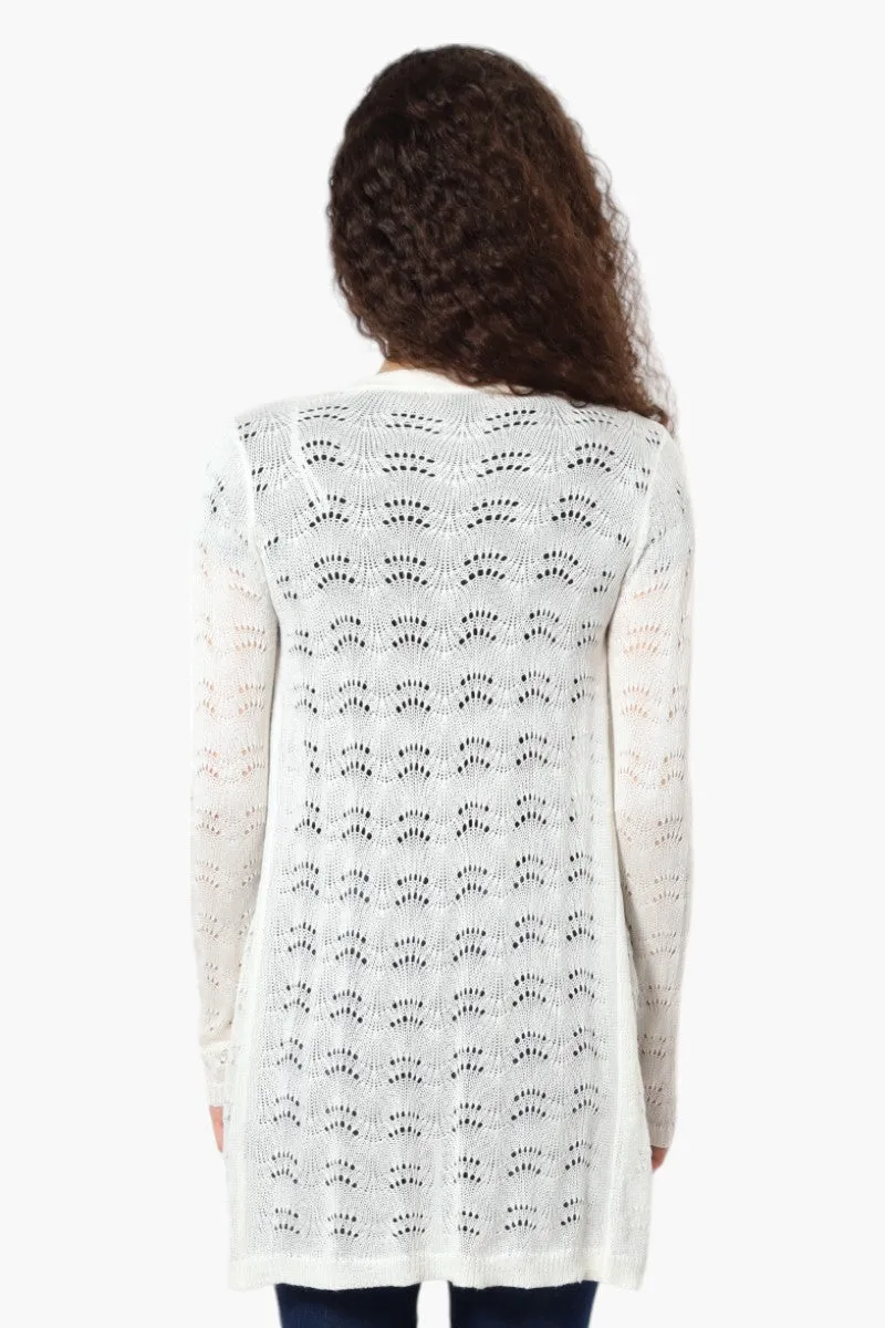 Impress Long Sleeve Crochet Shrug Cardigan - White