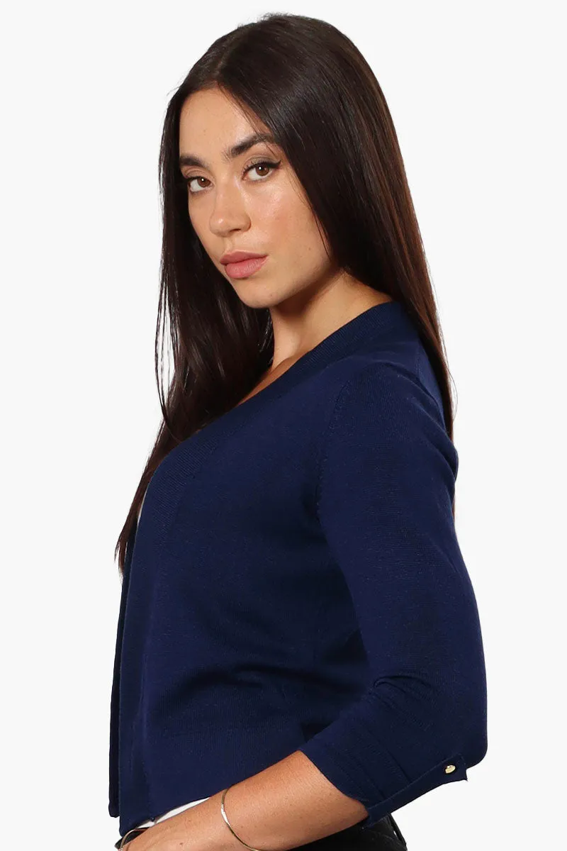 Impress Roll Up Sleeve Open Shrug Cardigan - Navy