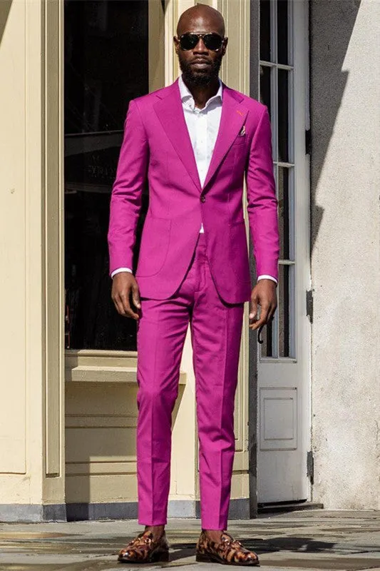 Jacob Fuchsia One Button Custom Slim Fit Prom Men’s Suits