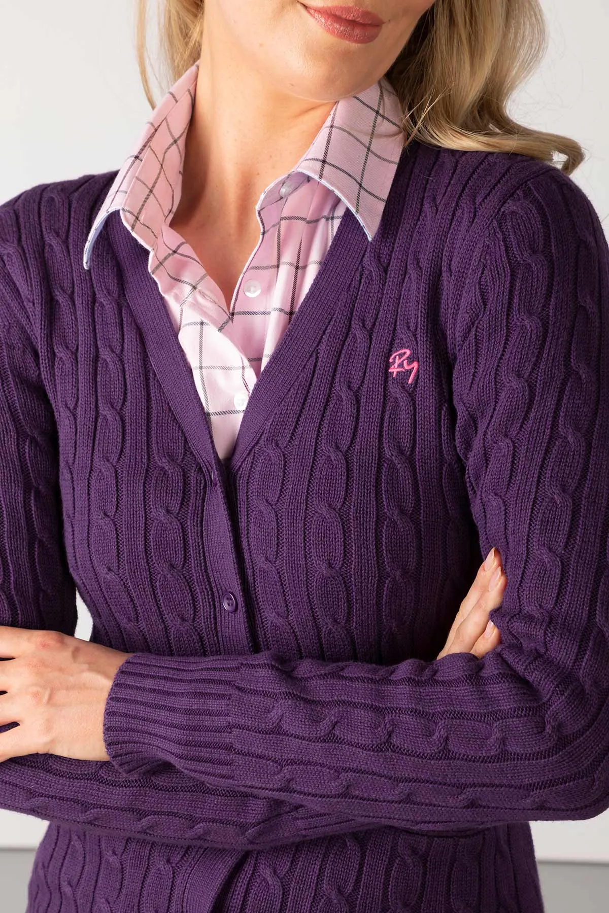 Ladies Cable Knit Cardigan with Pockets