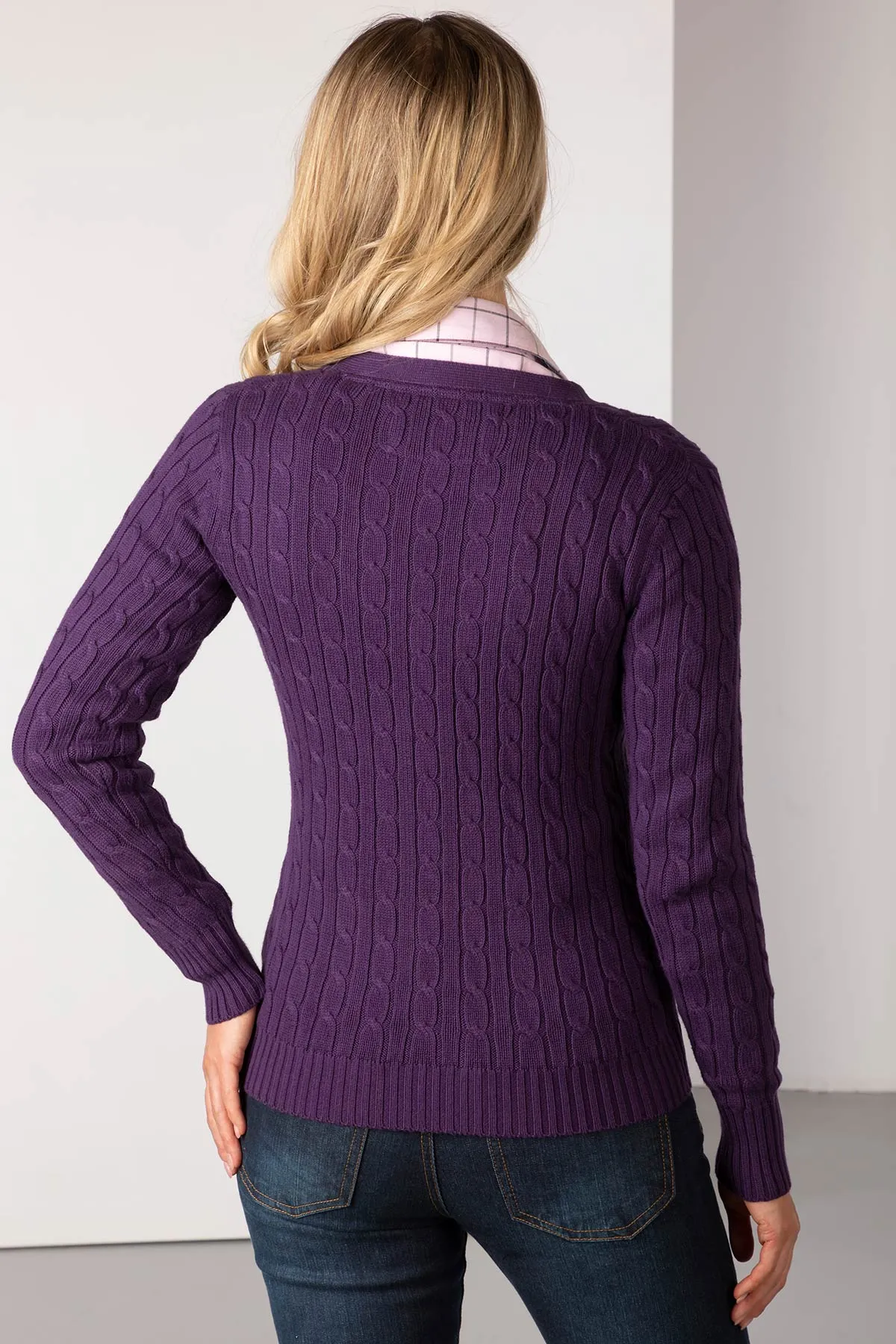 Ladies Cable Knit Cardigan with Pockets