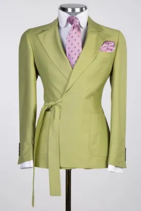 Leo Green Notched Lapel Snug Fit Two-Piece Prom Suit