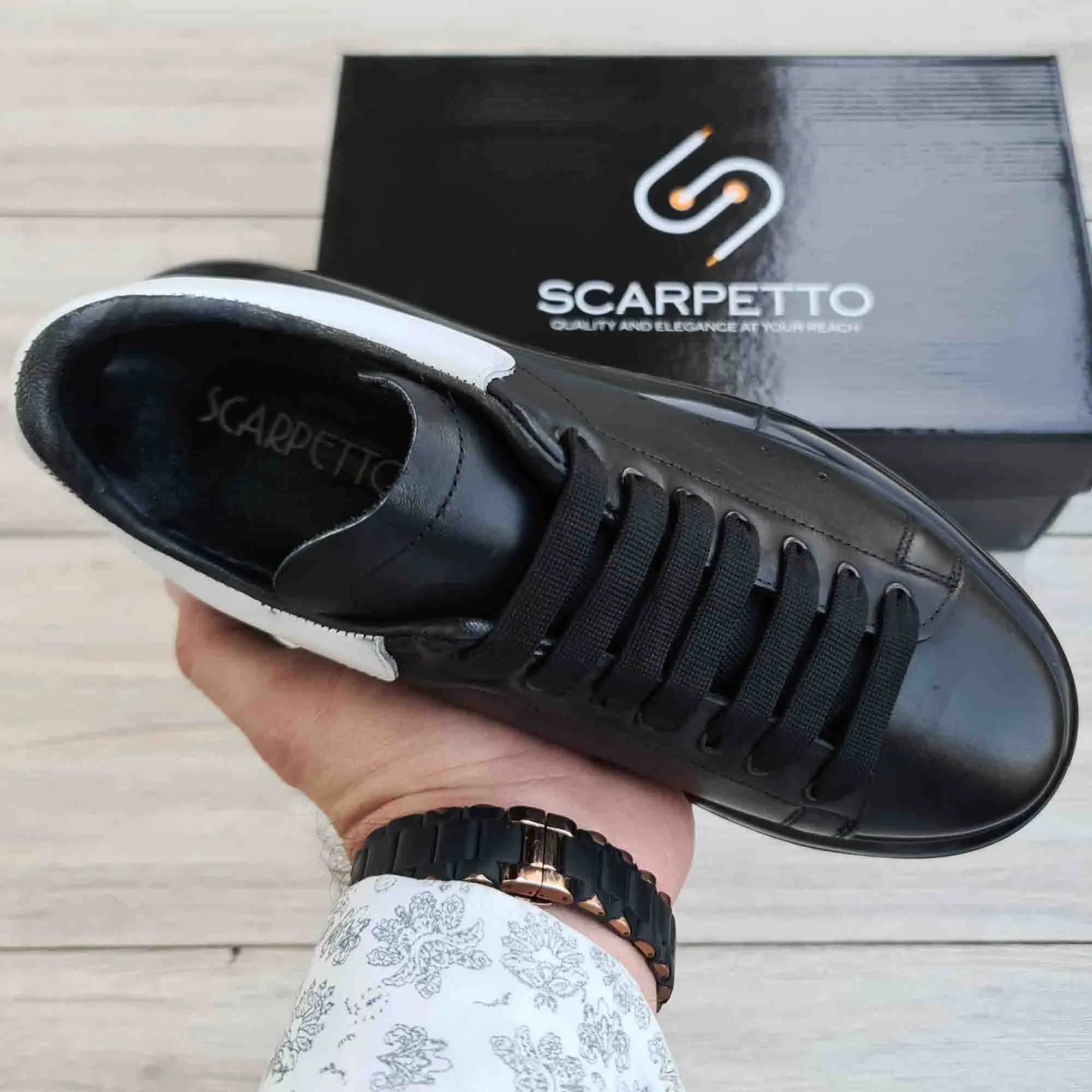 Lift Black Leather Sneakers | Platform High Sole