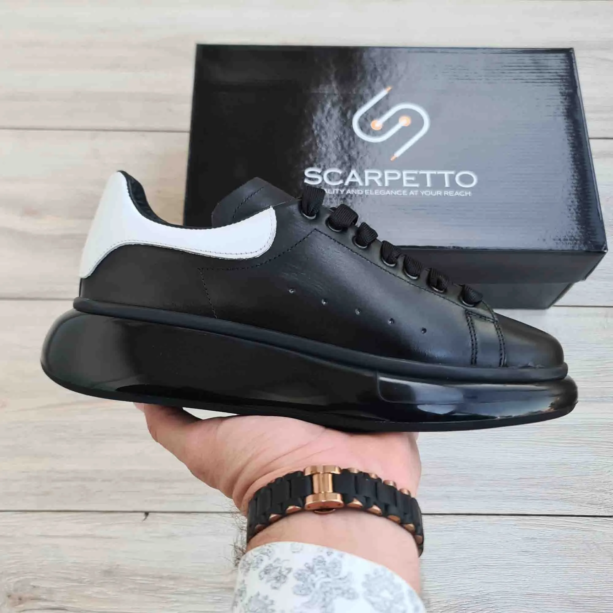 Lift Black Leather Sneakers | Platform High Sole