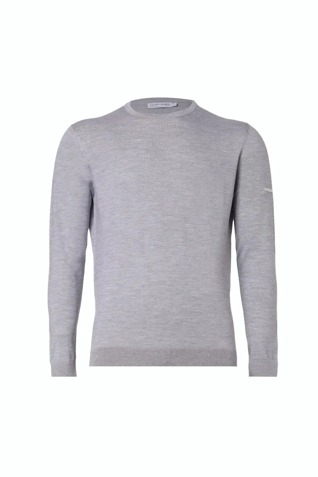 Light Gray Silk Quentin Round Neck Long Sleeve Men's Knitwear