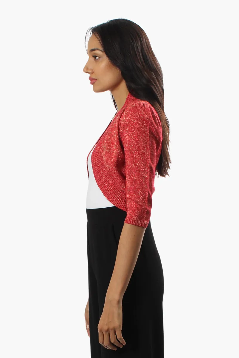 Limite 3/4 Sleeve Open Shrug Cardigan - Red