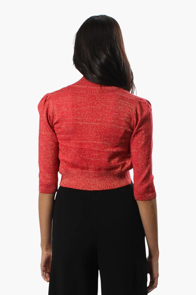 Limite 3/4 Sleeve Open Shrug Cardigan - Red