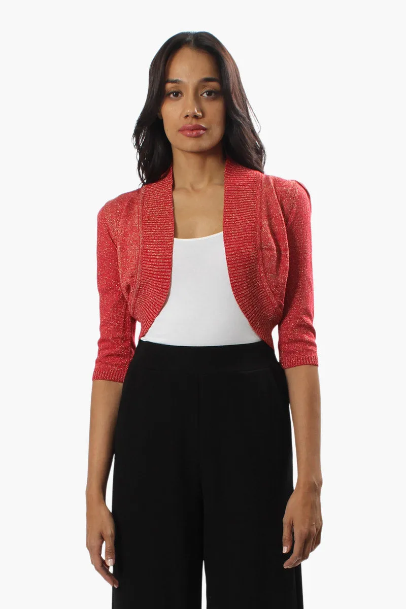 Limite 3/4 Sleeve Open Shrug Cardigan - Red