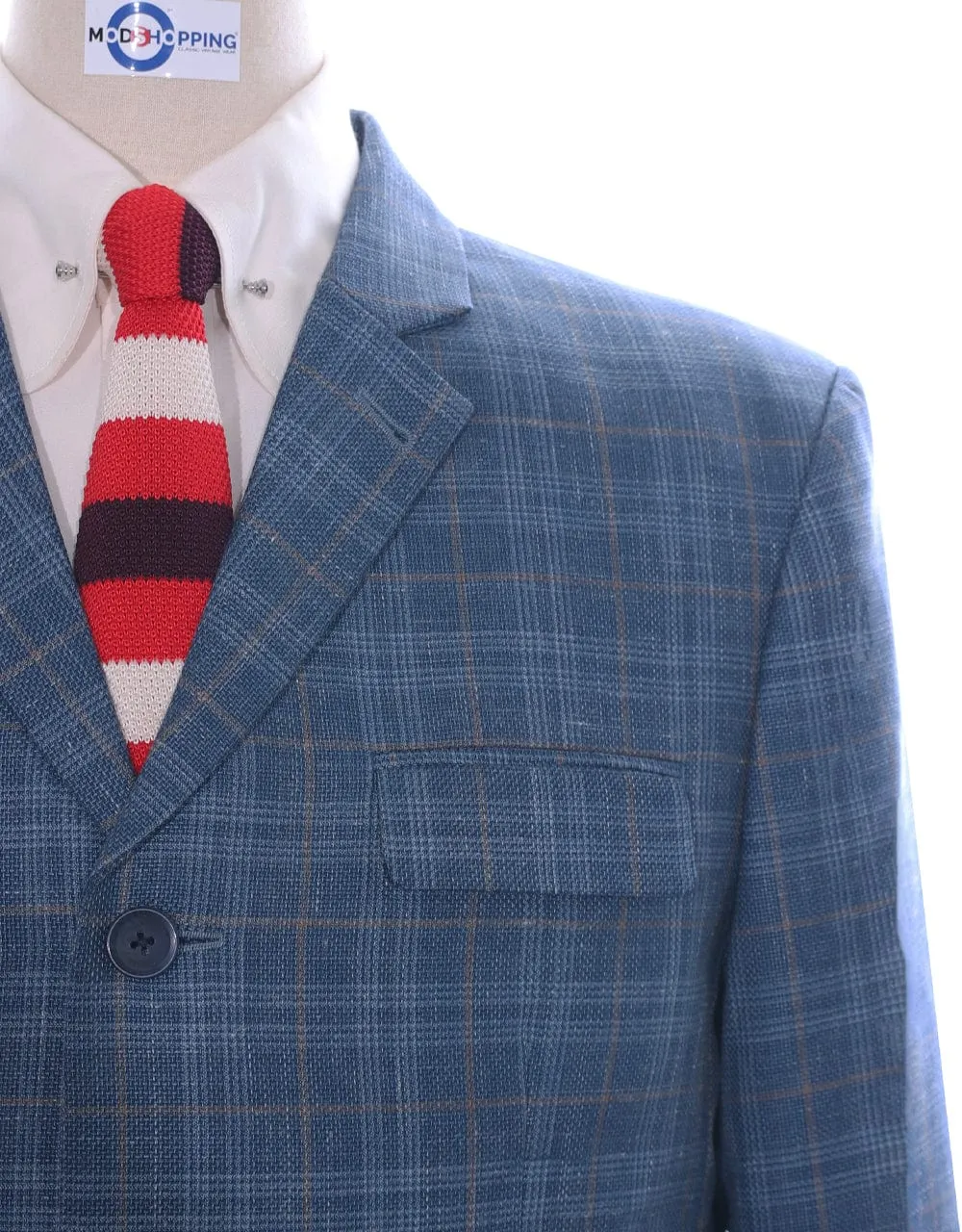 Linen Suit - Blue Prince Of Wales Check Suit