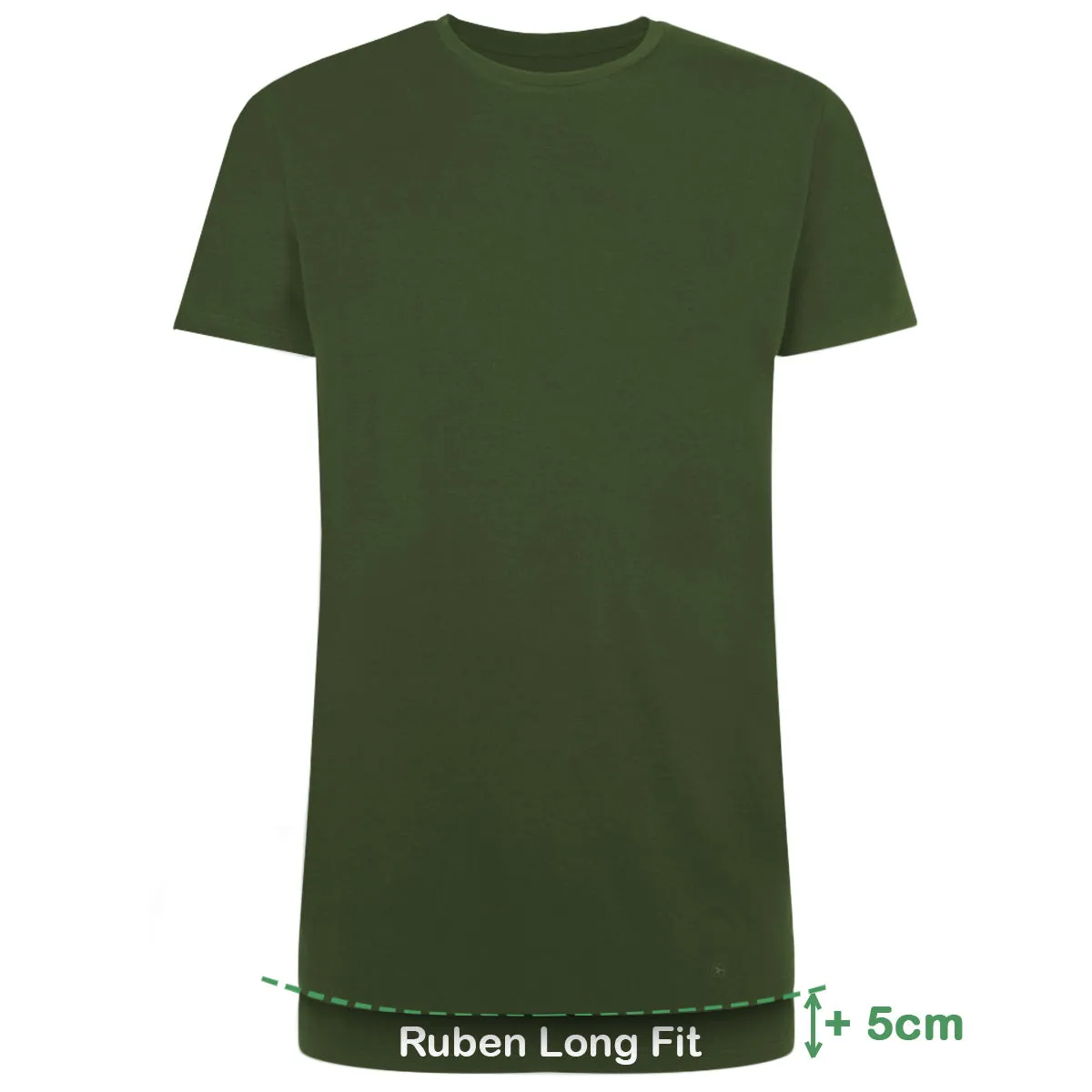 Long Fit T-Shirts Ruben ronde hals (2-pack) - Army