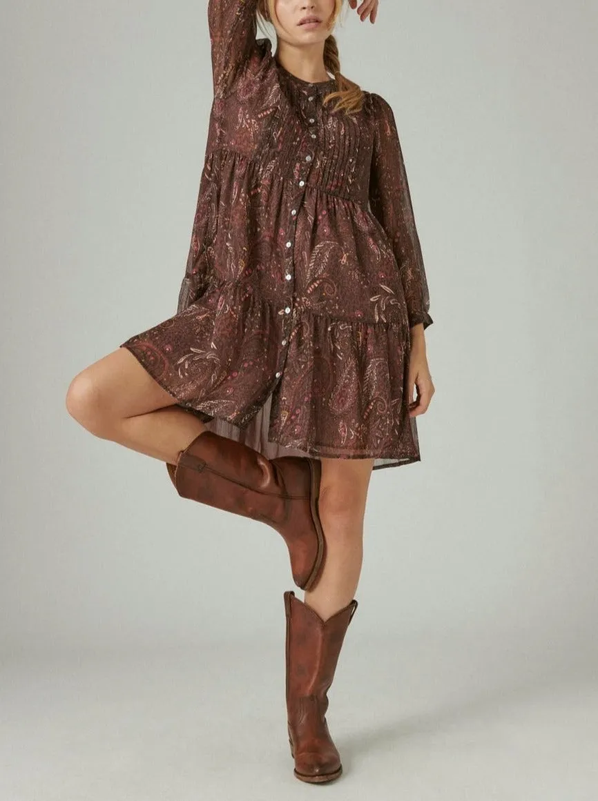 Lucky Brand Paisley Baby Doll Shirtdress