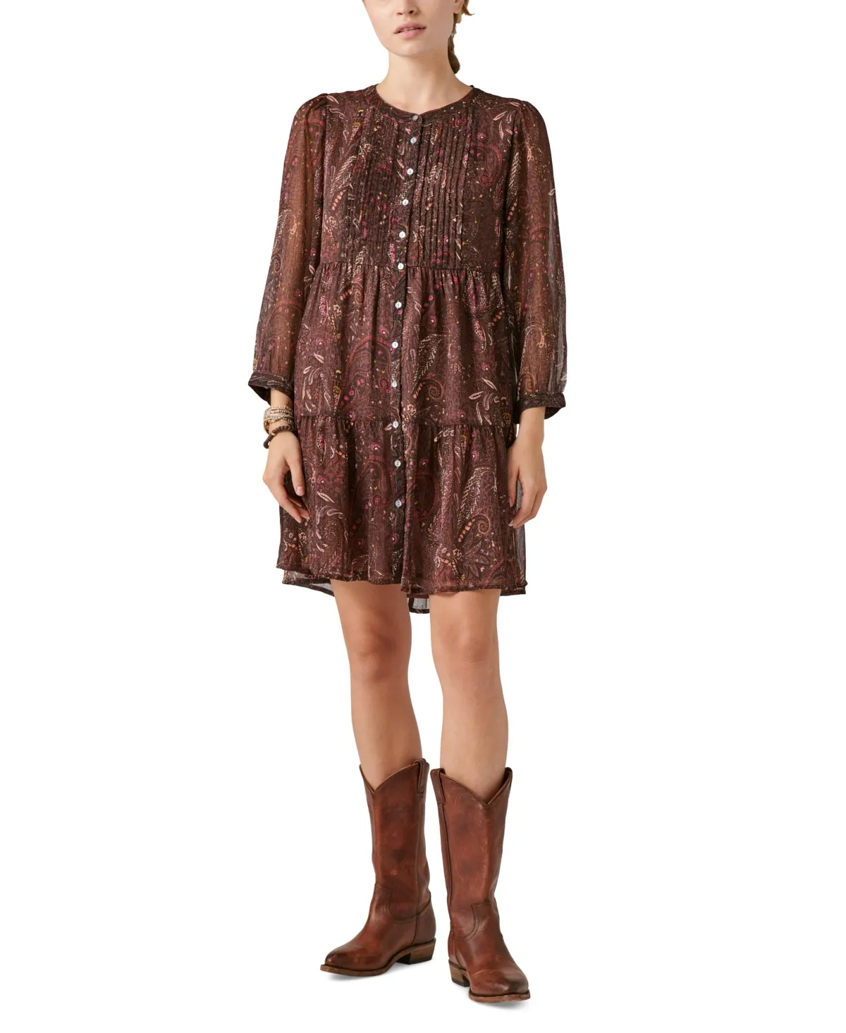 Lucky Brand Paisley Baby Doll Shirtdress