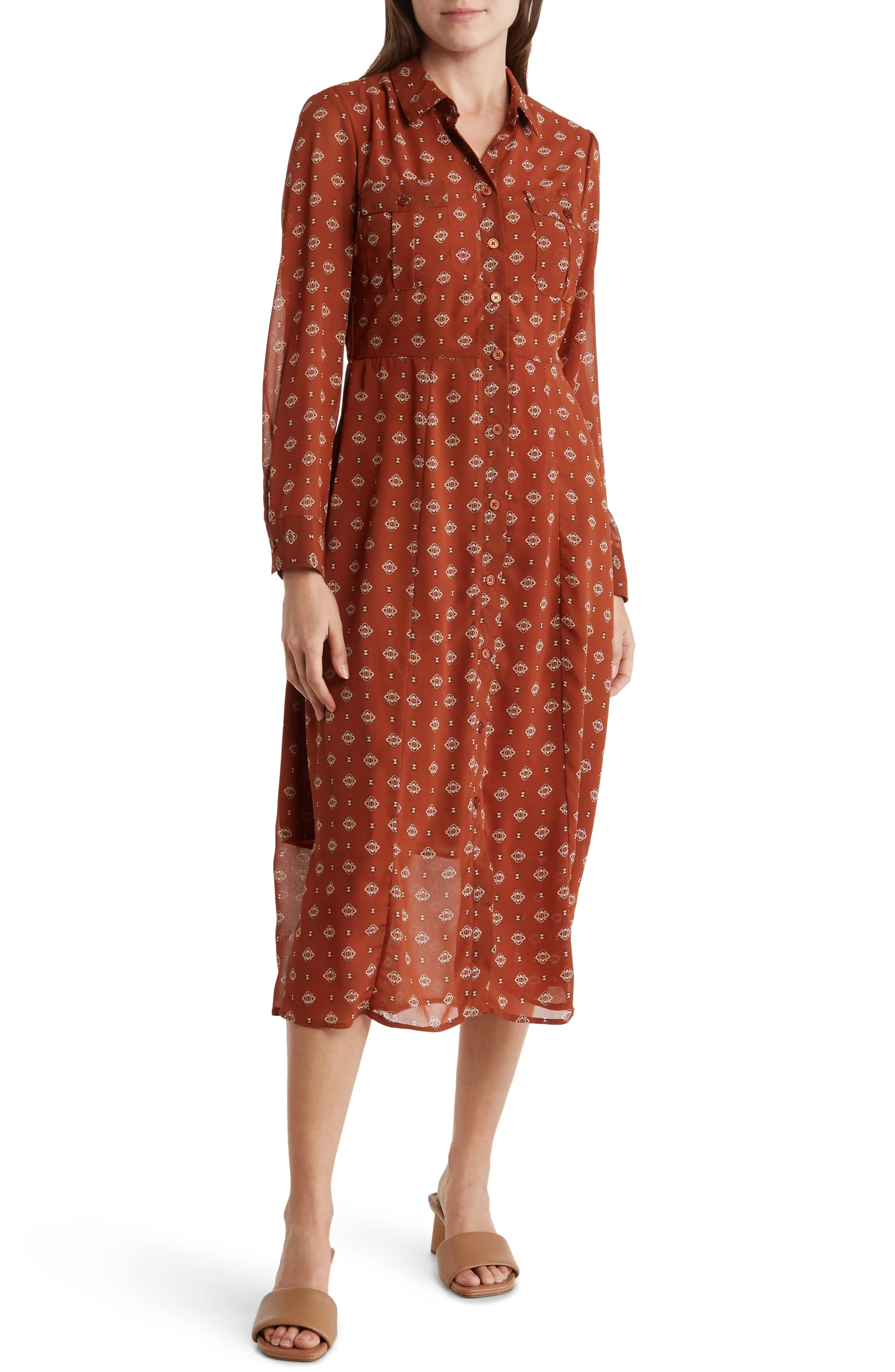 LUCKY BRAND Printed Midi Shirtdress