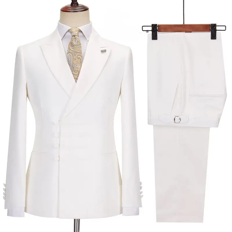 Lyle Elegant White Peak Lapel Custom Prom Suit