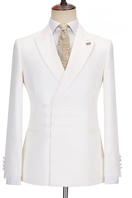 Lyle Elegant White Peak Lapel Custom Prom Suit