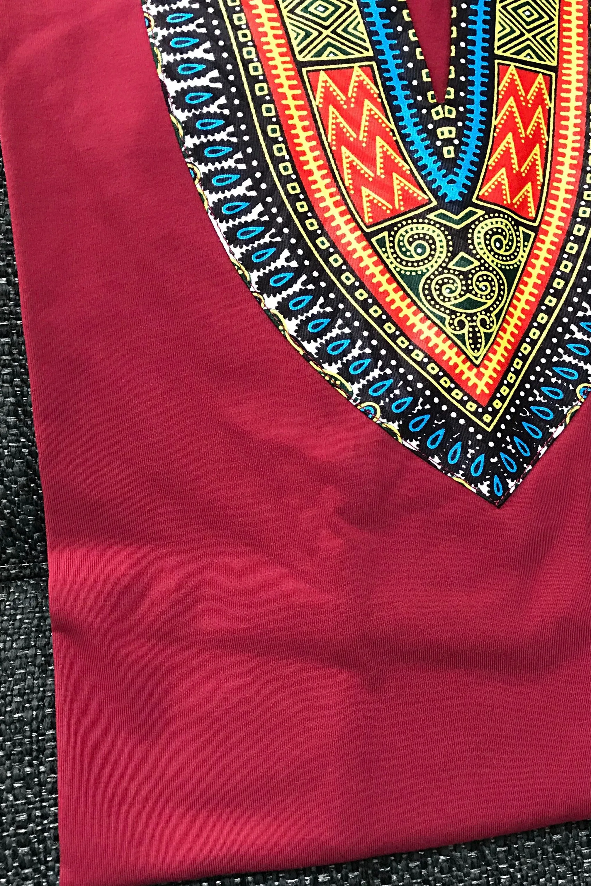 Maroon African Dashiki Shirt for Men and Women